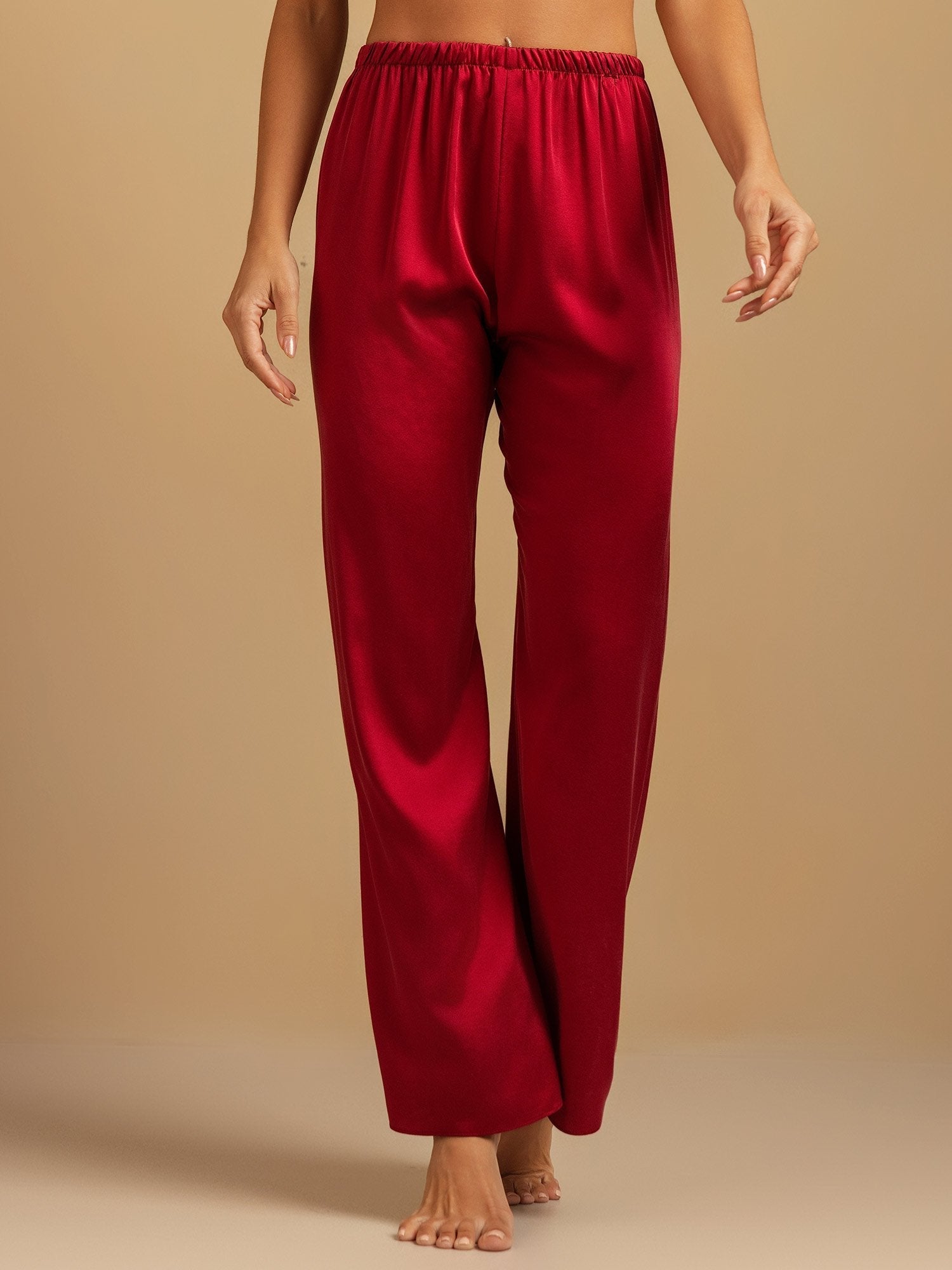 [Wijn] SilkSilky-NL 19Momme Zijde Womens Sleep Bottoms 004,