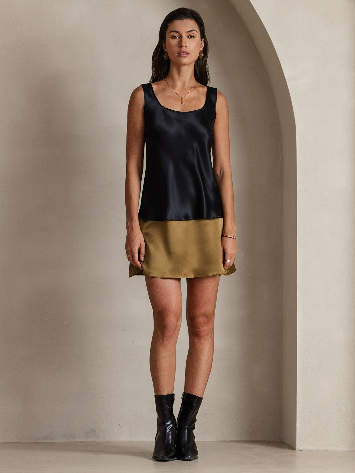 [Zwart] SilkSilky-NL 19Momme Zijde Camisoles 001