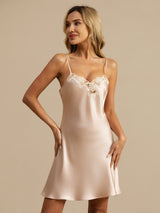 [Roze] SilkSilky-NL Spaghetti Bandjes V Hals Nachthemd 004