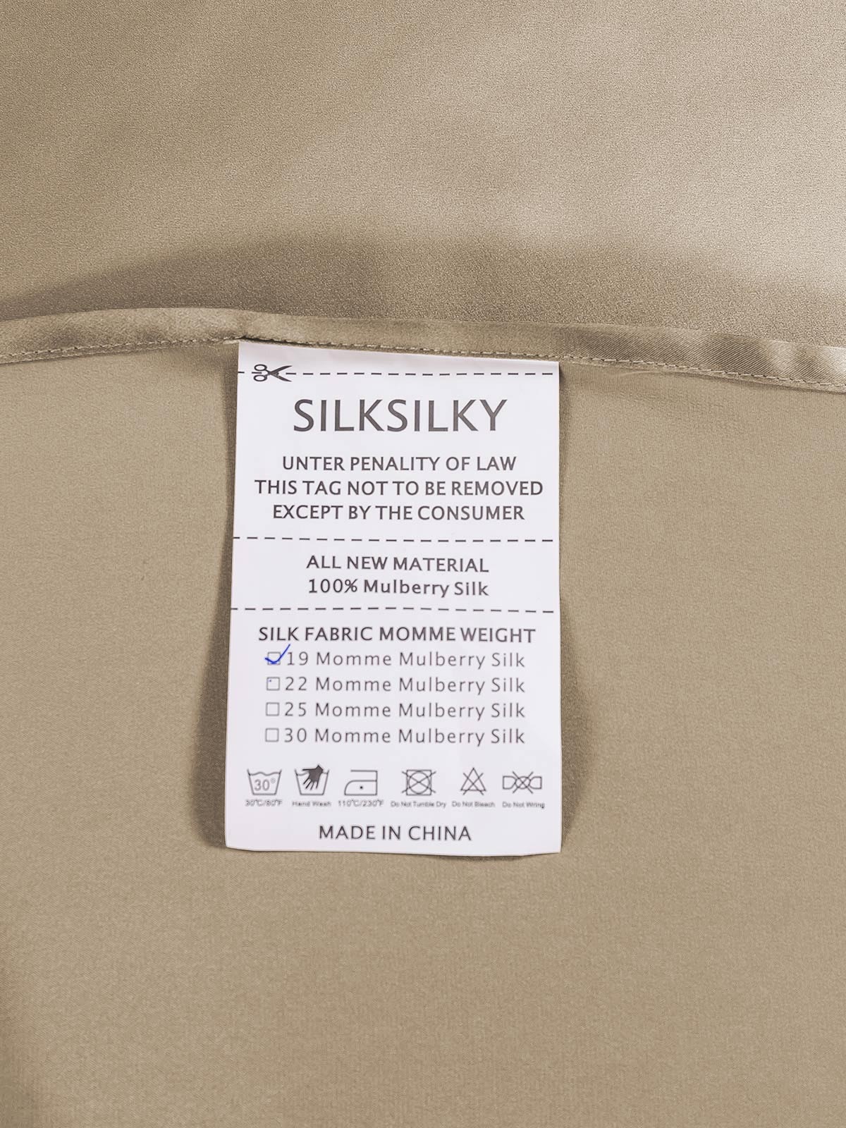 SilkSilky NL 19Momme Pure Silk Sheet Khaki 005