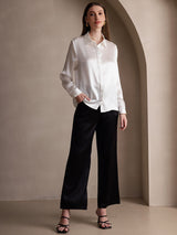 [Wit] SilkSilky-NL Long Sleeve Lapel Collar Dames Blouse 006