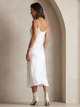 [Wit] SilkSilky-NL Spaghetti Bandjes V Hals Jurk 002