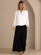 [Wit] SilkSilky-NL Long Sleeve Split Blouse 007