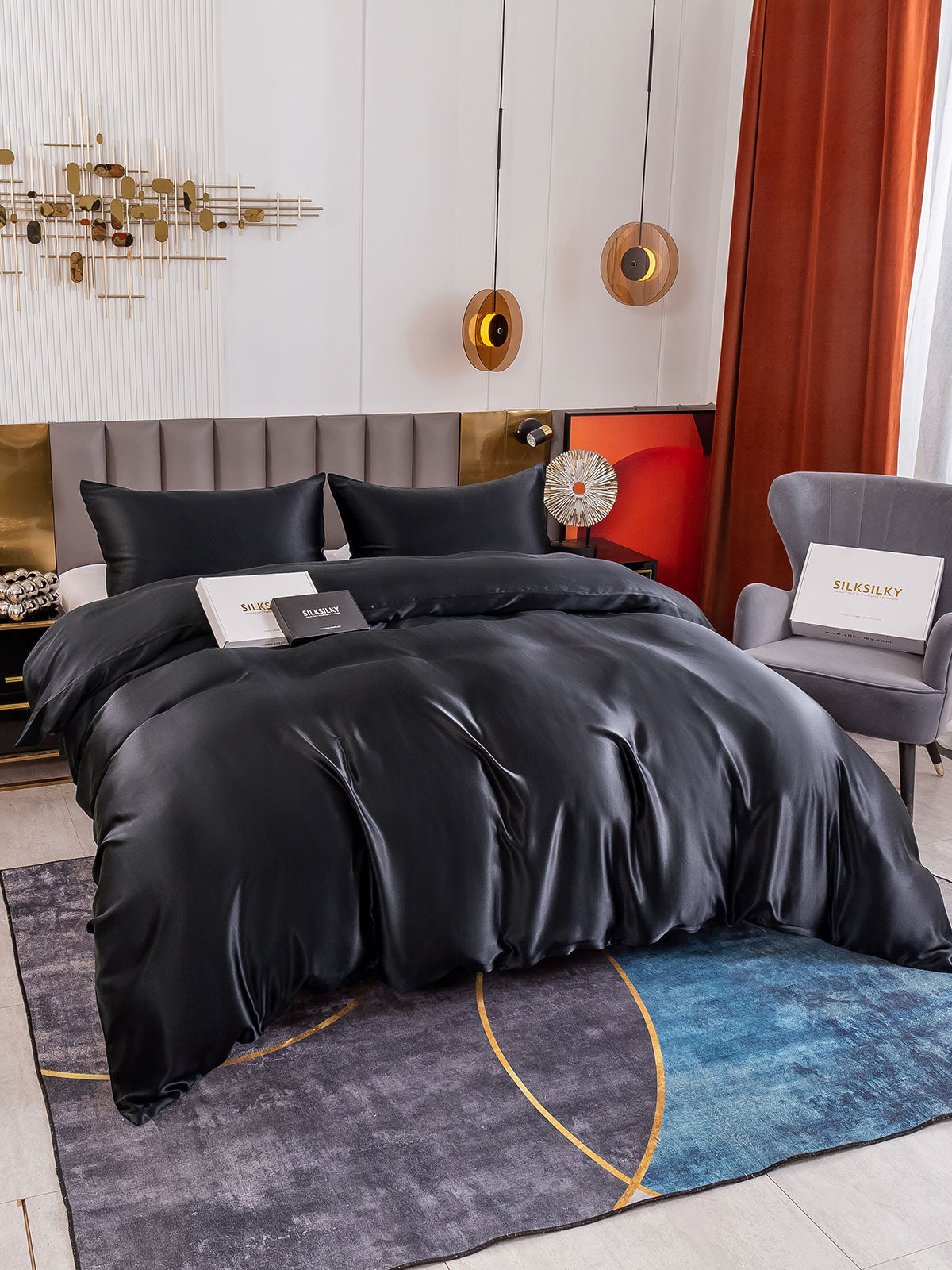 [Zwart] SilkSilky-NL 19Momme Bedding Set 005
