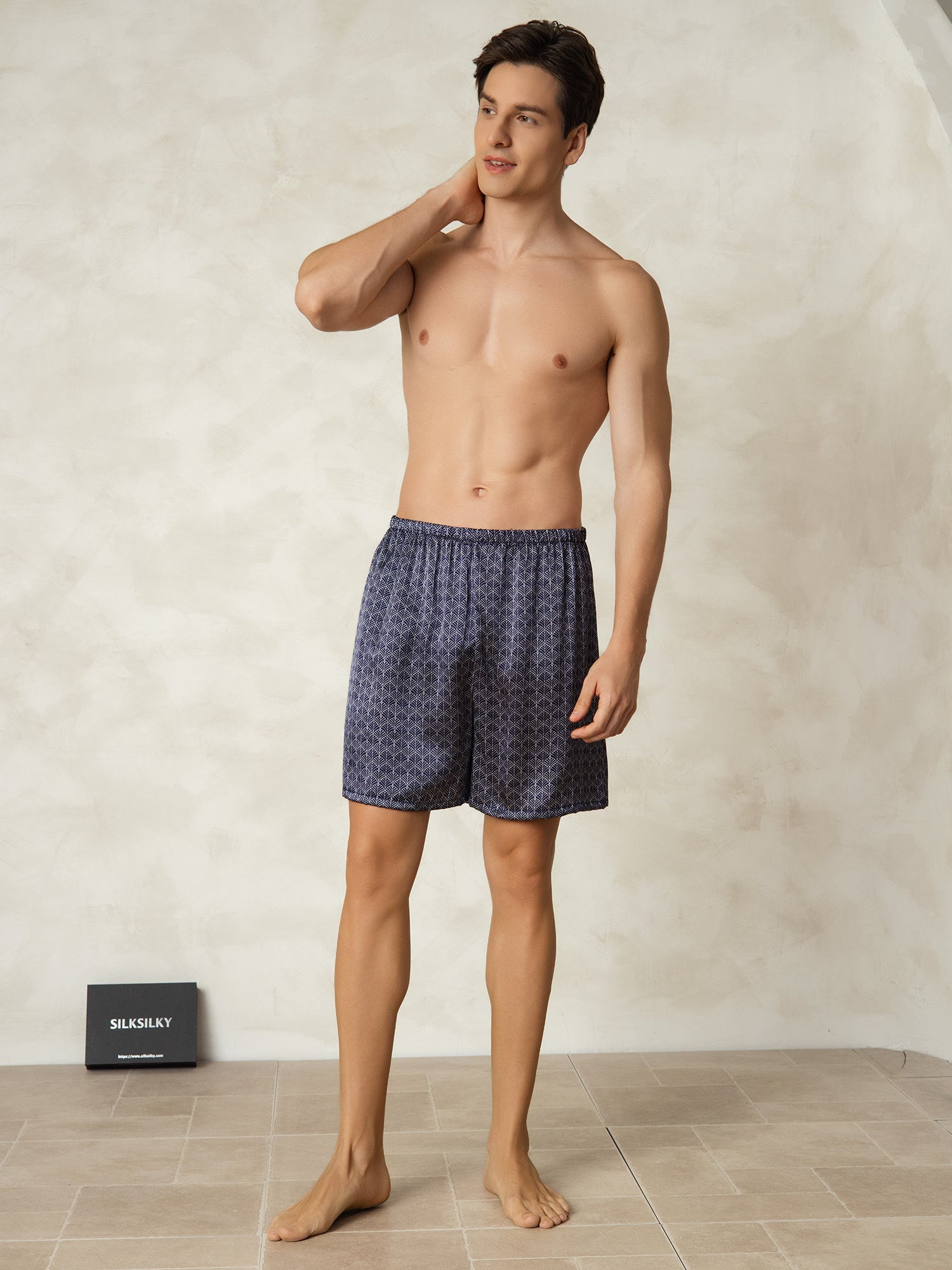 [Marine Ginkgo] SilkSilky-NL 19Momme Mens Sleep Bottoms 006