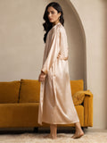 SilkSilky-NL Lange Mouw Womens Robe Champagne 002