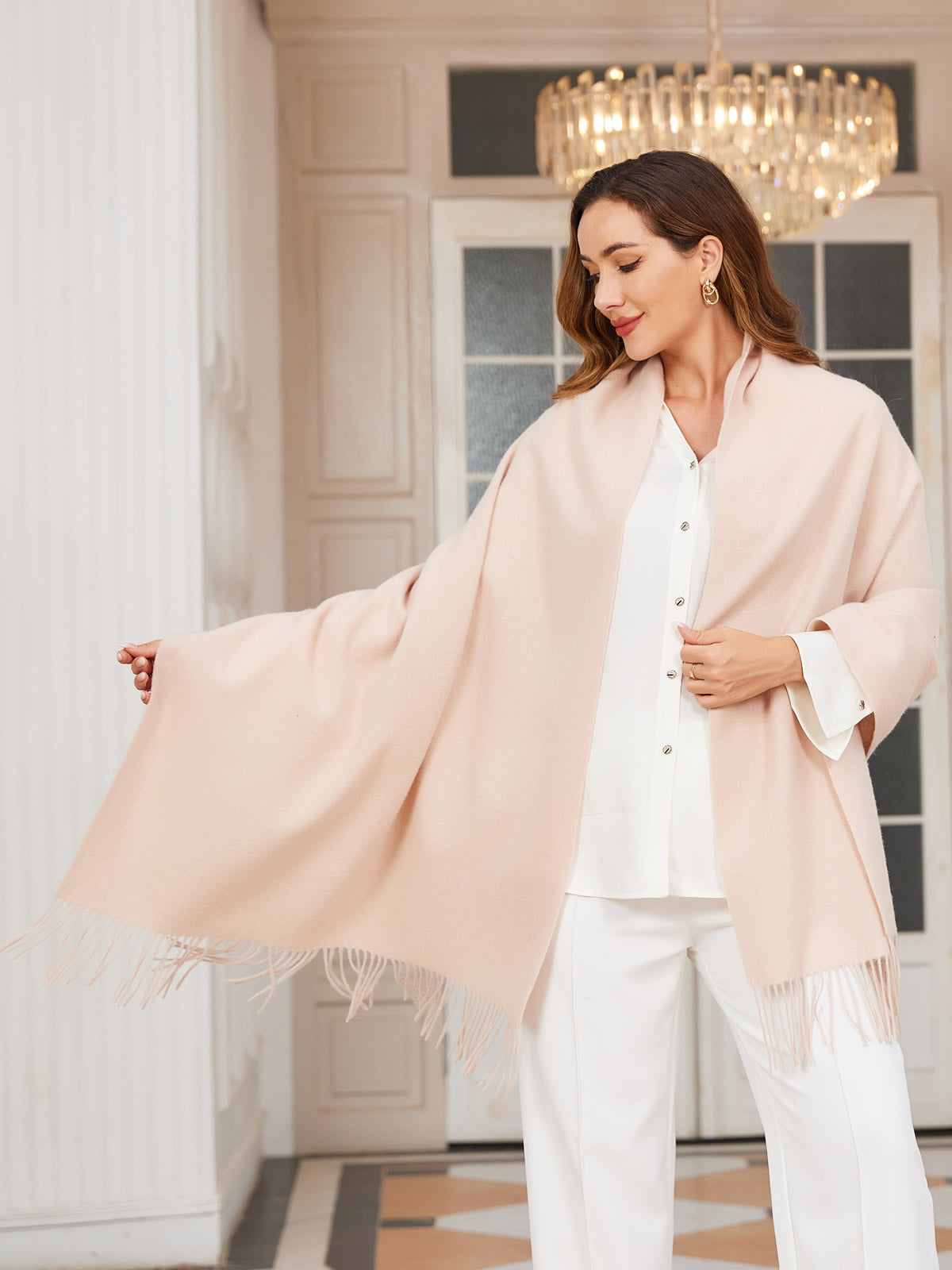 [Beige] SilkSilky-NL Wol Scarf 001