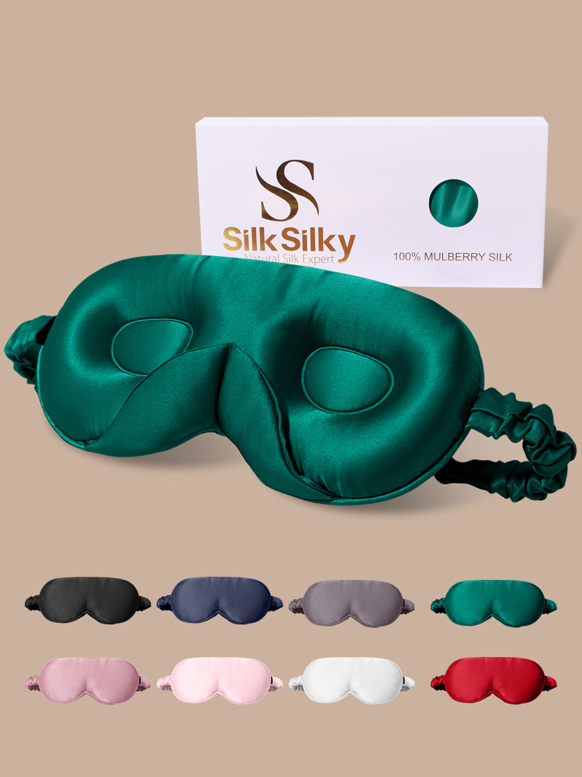 [Donkergroen] SilkSilky-NL Zijde Eye Mask 001