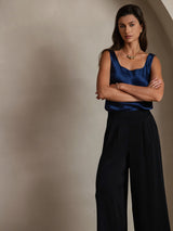 [Donkerblauw] SilkSilky-NL Sleeveless Cami-Top 005