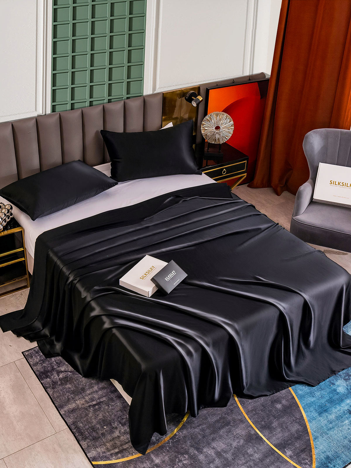 [Zwart] SilkSilky-NL 25Momme Bedding Set 002