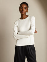 [Wit] SilkSilky-NL Lange Mouw Crew Hals Dames T-Shirt 001