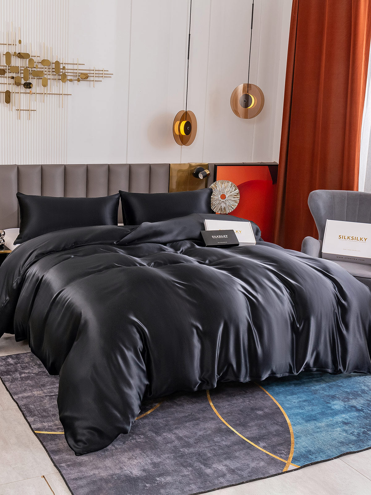 [Zwart] SilkSilky-NL 19Momme Bedding Set 003
