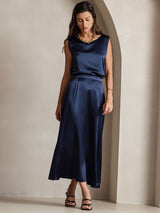 [Donkerblauw] SilkSilky-NL 19Momme Rok 007