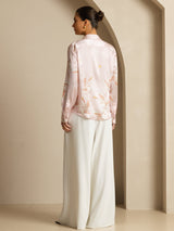 [Roze] SilkSilky-NL Long Sleeve Lapel Collar Dames Blouse 006
