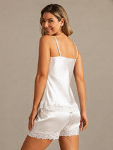 [Wit] SilkSilky-NL Spaghetti Strap V Neck Cami-Set 002