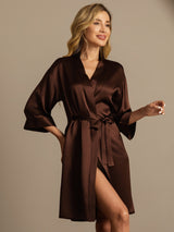 [Koffie] SilkSilky-NL 3/4 Sleeve Dames Kamerjas 003