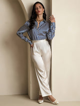 [Marine Streep] SilkSilky-NL Long Sleeve Lapel Collar Dames Blouse 009