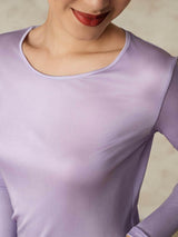 [Paars] SilkSilky-NL Lange Mouw Ronde Hals Dames Lange Onderkleding 005