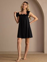 [Zwart] SilkSilky-NL Sleeveless Square Neck Nachthemd 003