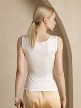 [Wit] SilkSilky-NL Mouwloos Ronde Hals Dames T-Shirt 002
