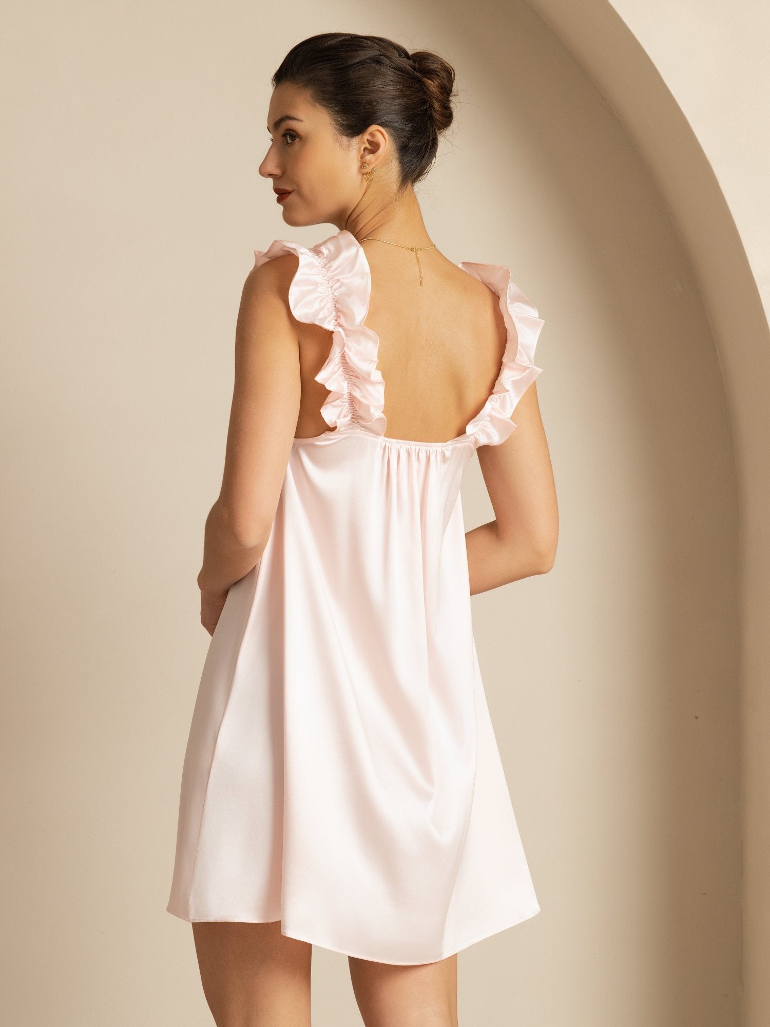 [Roze] SilkSilky-NL Sleeveless Square Neck Nachthemd 002
