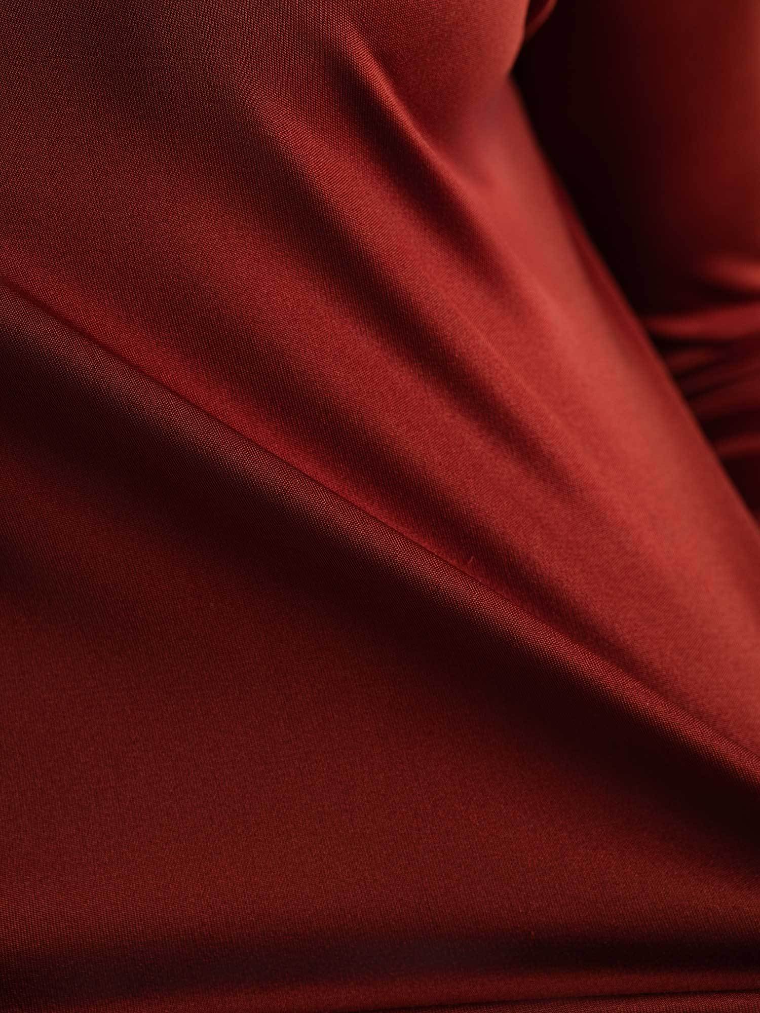 [Gebakken Baksteen] SilkSilky-NL Lange Mouw Crew Hals Dames T-Shirt 005