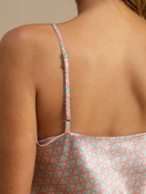 [Roze Hart Geo] SilkSilky-NL 19Momme Spaghetti Bandjes V Hals Cami-Set 006