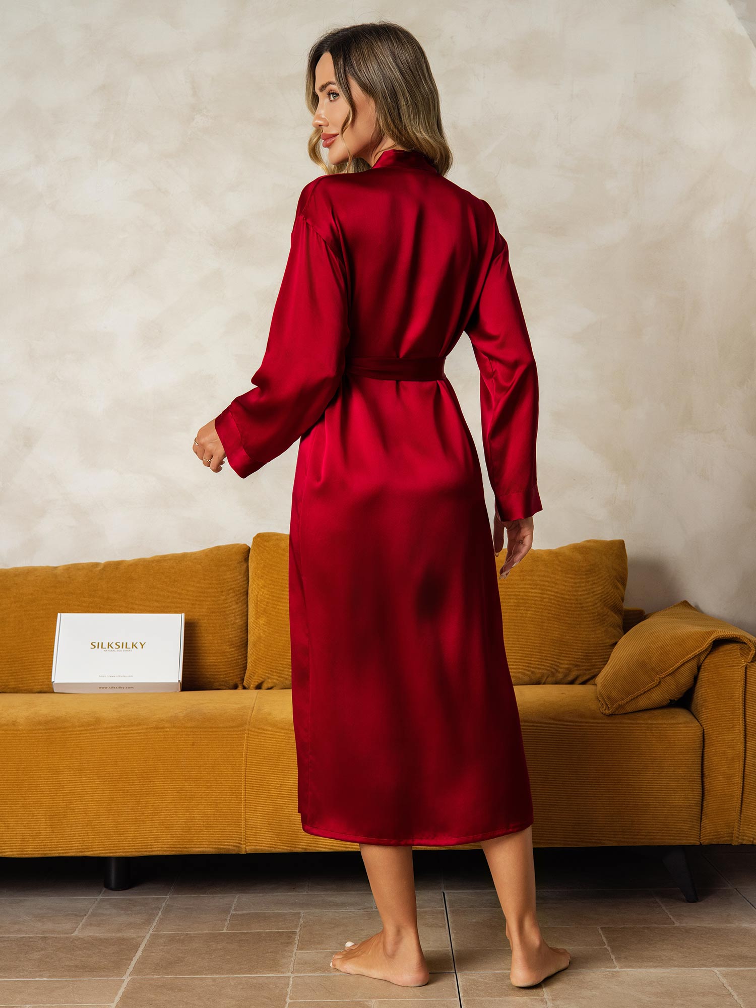 [Wijn] SilkSilky-NL Long Sleeve Dames Kamerjas 002