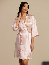 [Roze] SilkSilky-NL 19Momme 3/4 Mouw Dames Kamerjas 006