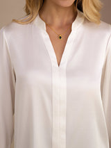 [Wit] SilkSilky-NL Long Sleeve Split Blouse 005