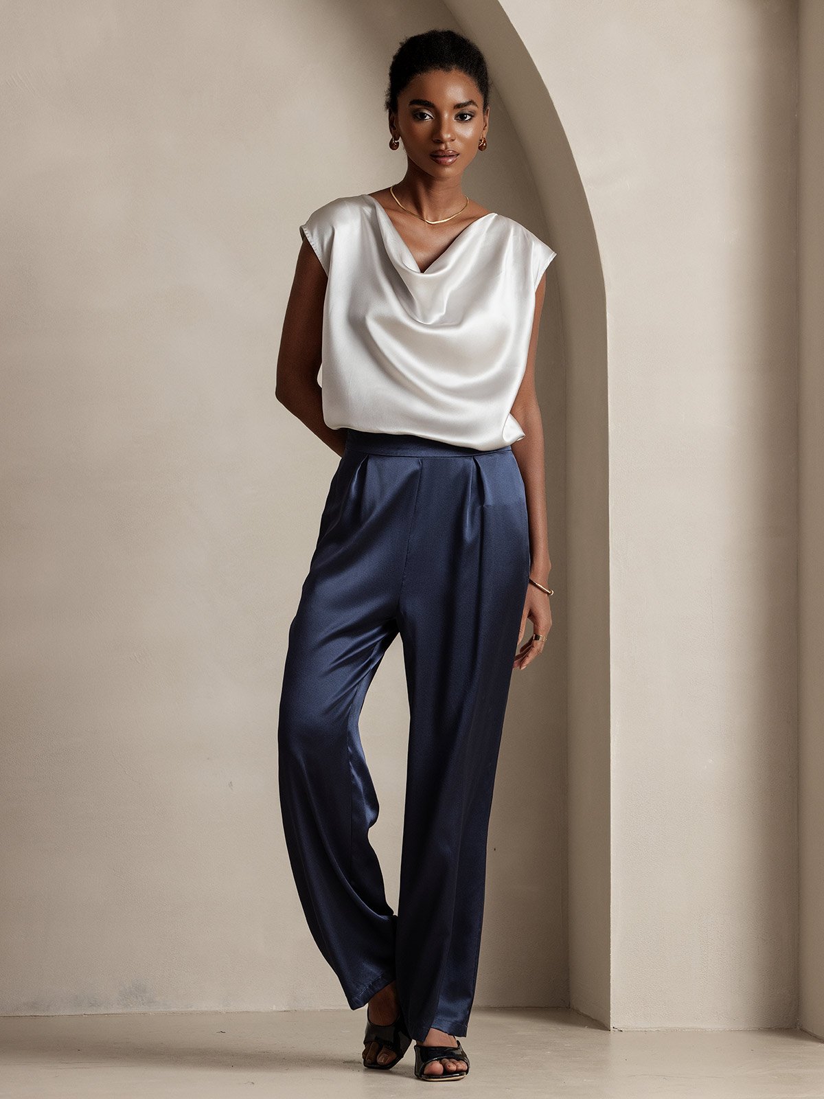 [Lichtgrijs] SilkSilky-NL 19Momme Zijde Mouwloos Womens T-Shirt 004