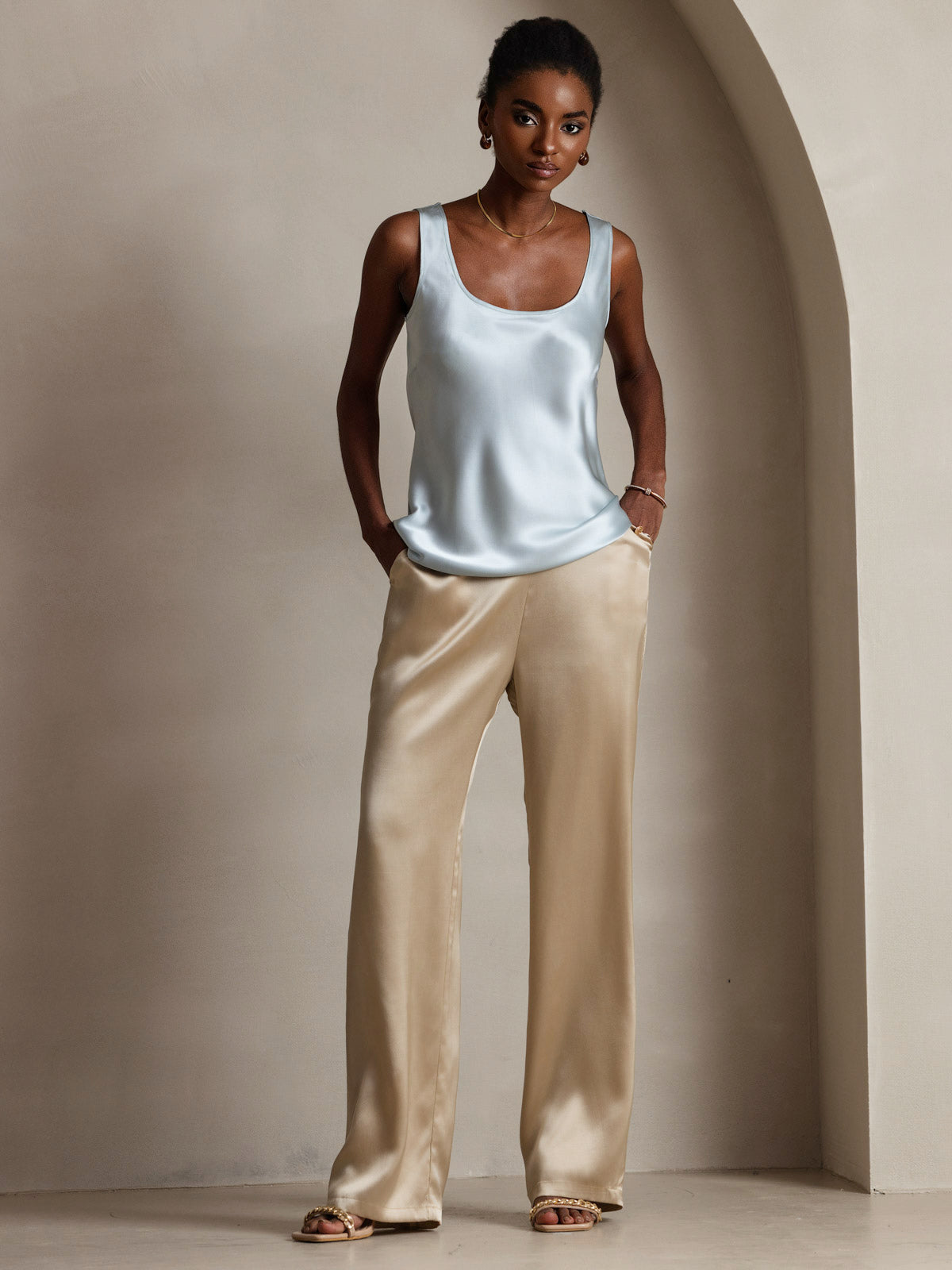 [Lichtblauw] SilkSilky-NL 19Momme Zijde Camisoles 007