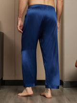 [Donkerblauw] SilkSilky-NL Pure Silk Mens Sleep Bottoms 002