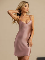[Bleek Mauve] SilkSilky-NL Spaghetti Strap V Neck Nachthemd 003