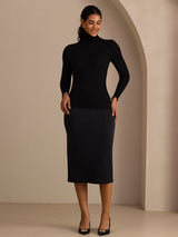 [Zwart] SilkSilky-NL Long Sleeve Turtle Neck Dames T-Shirt 007