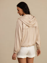 [Tan] SilkSilky-NL Lange Mouw Hoge Hals Dames Bovenkleding 002