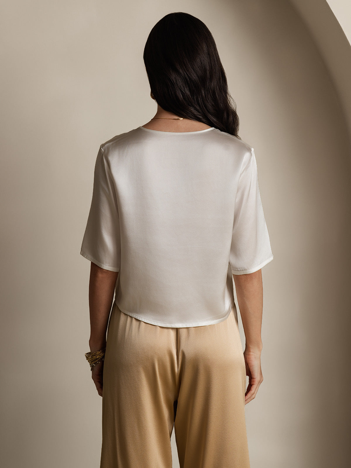 [Wit] SilkSilky-NL Boat Hals Dames T-Shirt 002