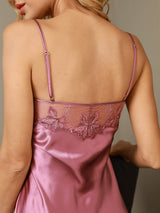 [Bleek Mauve] SilkSilky-NL Spaghetti Bandjes V Hals Nachthemd 003