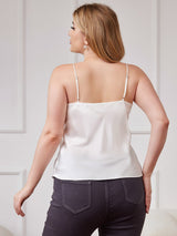 [Wit] SilkSilky-NL Spaghetti Bandjes V Hals Grote maten Cami-Top 002