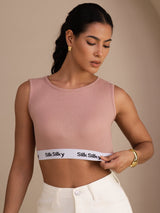 [Roze] SilkSilky-NL Sleeveless Crew Neck Cami-Top 005