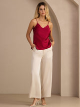 [Wijn] SilkSilky-NL Spaghetti Strap V Neck Cami-Top 006