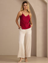 [Wijn] SilkSilky-NL Spaghetti Strap V Neck Cami-Top 006