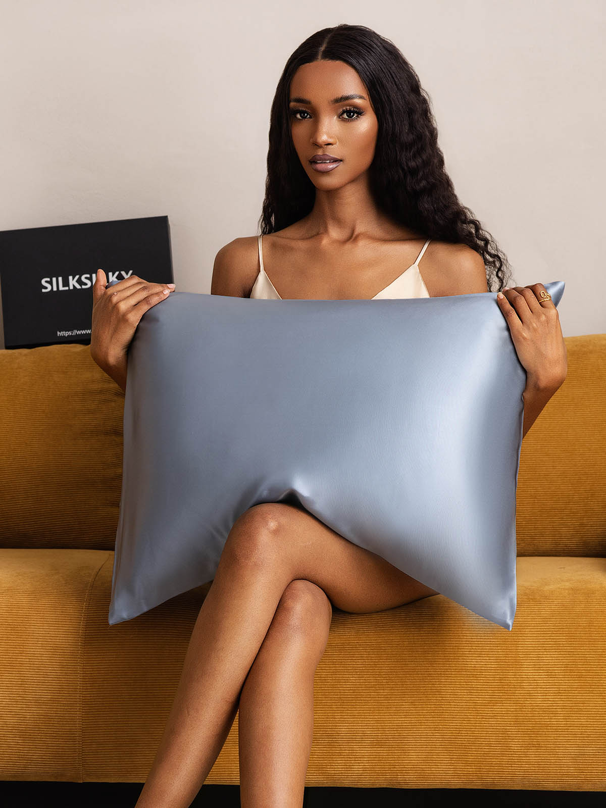 [Grijsachtig Blauw] SilkSilky-NL 19Momme Pillowcase 004