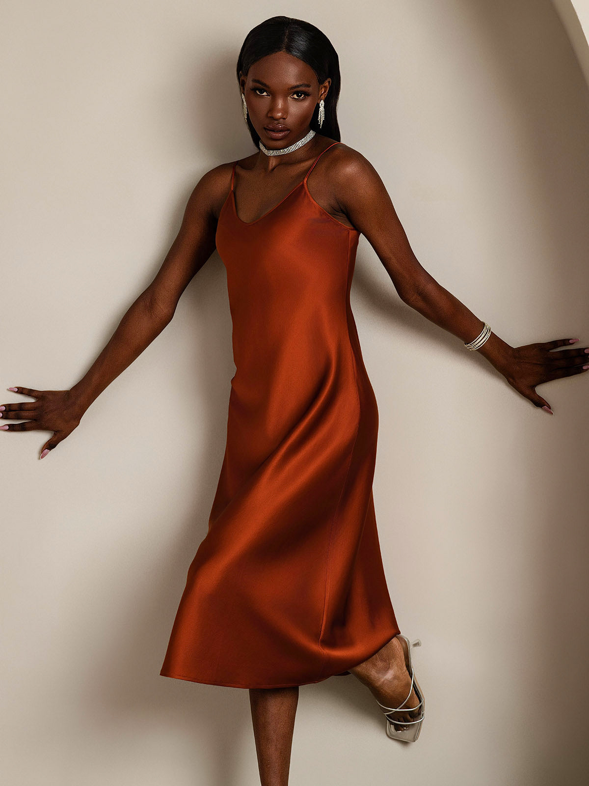 [Karamel] SilkSilky-NL Ronde Hals Jurk 006