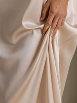 [Beige] SilkSilky-NL 3/4 Sleeve Round Neck Jurk 004