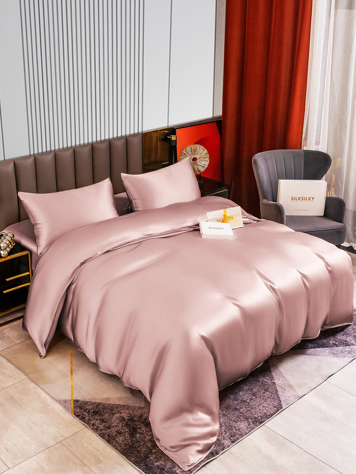 SilkSilky NL 22Momme Pure Silk Bedding Set BleekMauve 002