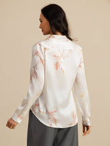 [Wit] SilkSilky-NL Long Sleeve Lapel Collar Dames Blouse 002