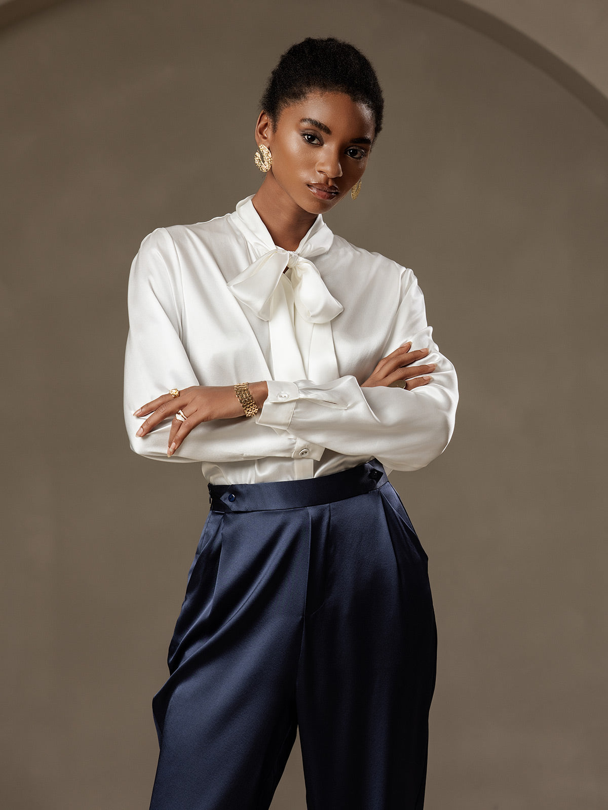 [Donkerblauw] SilkSilky-NL 19Momme Zijde Womens Pants 003