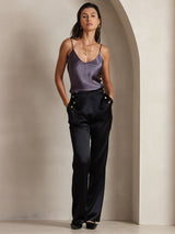 [Paars Grijs] SilkSilky-NL Spaghetti Strap V Neck Cami-Top 005