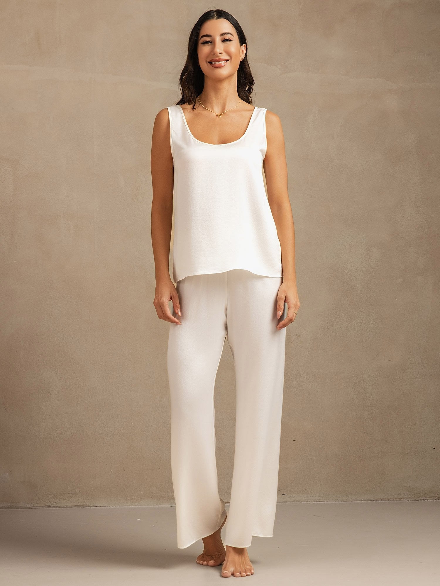 [Wit] SilkSilky-NL 19Momme Zijde Womens Pajamas 001,